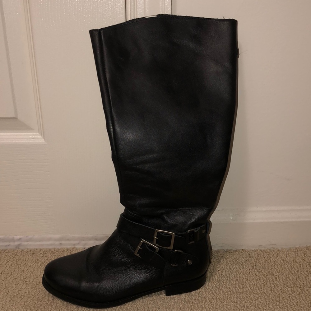 Black leather boots